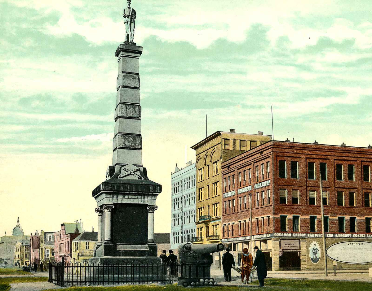 Soldiers Monument, New Castle PA in 1906 vintage print