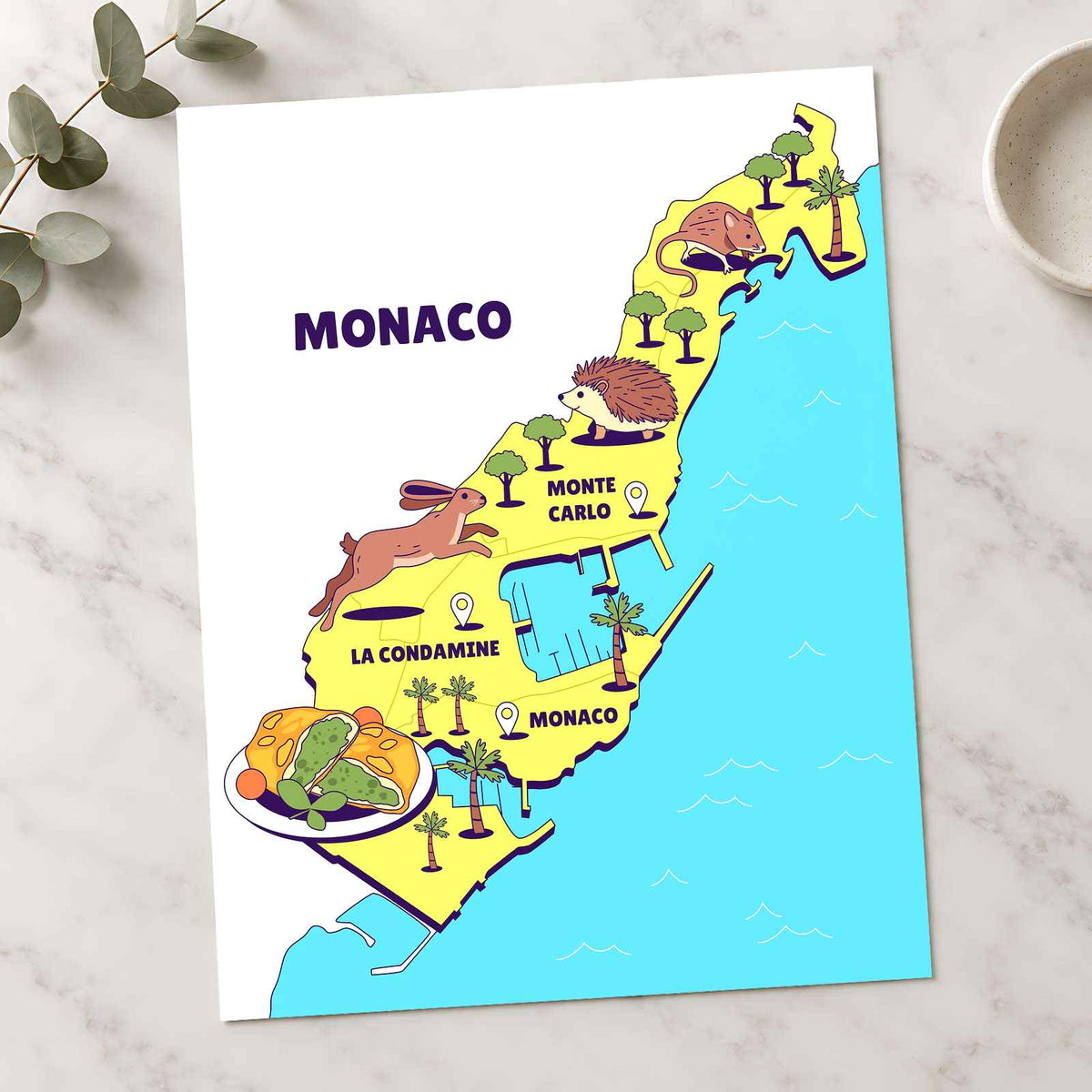 Map of the State of Monaco by Tri wiranto Art Print Wall Decor
