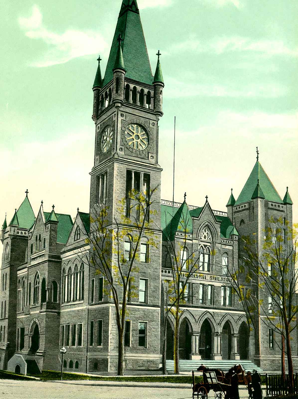 Municipal Building, Scranton PA in 1907 vintage print