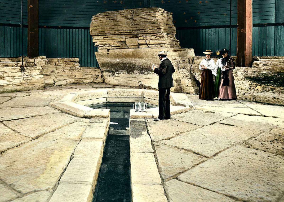White Rock Spring, Waukesha, WI in 1906 vintage print