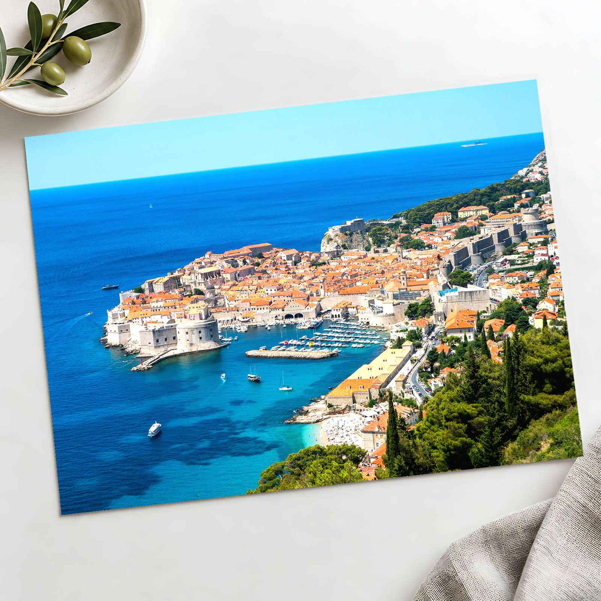 Walled City of Dubrovnik by Adriatic Sea Photo Print Wall Decor