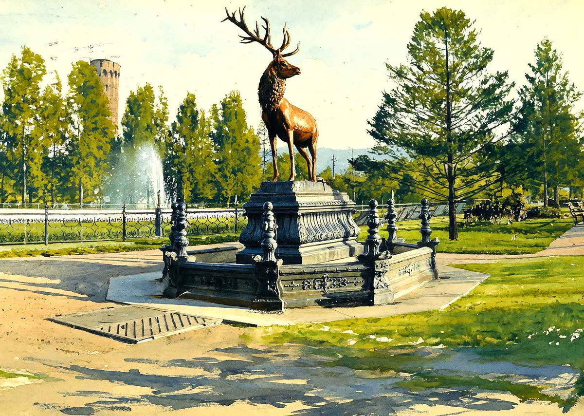 Elk Fountain, City Park, Reading, PA 1903 art print