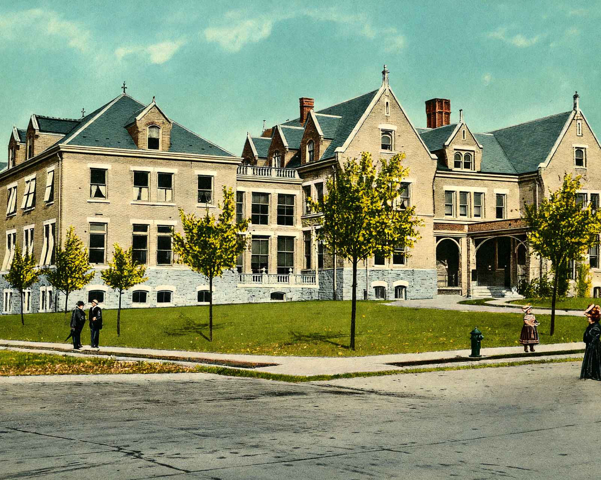 Allentown Hospital, PA in 1907 vintage print