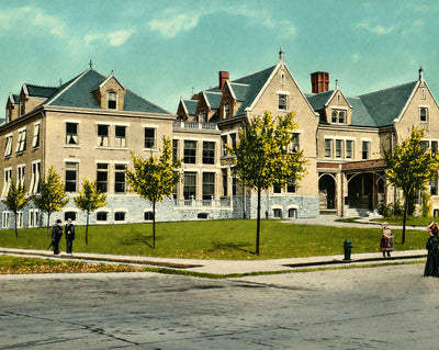 Allentown Hospital, PA in 1907 vintage print