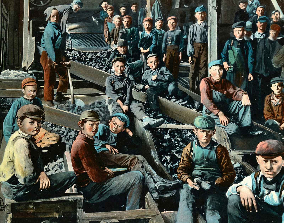 Coal Mining Breaker Boys at Work in 1907 vintage print