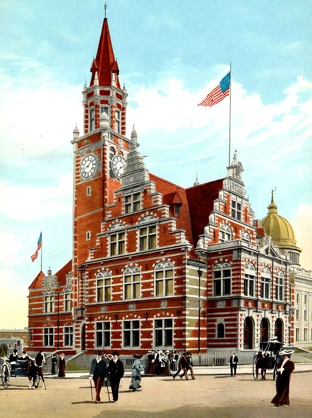 Post Office, Paterson, NJ in 1905 vintage print