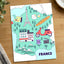 Map of France with Regional Illustrations by Tri wiranto Art Print Wall Decor