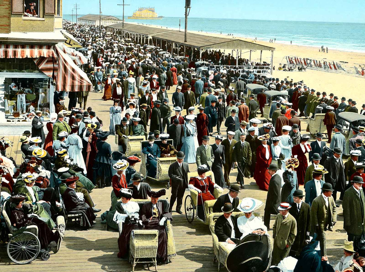 Afternoon on the Boardwalk, Atlantic City, NJ vintage print