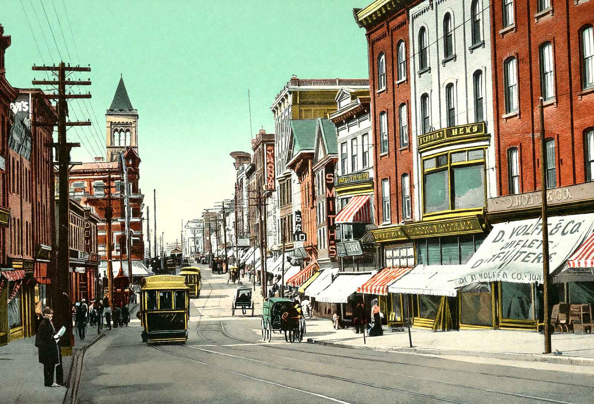 Broad Street Looking North, Trenton, NJ vintage print