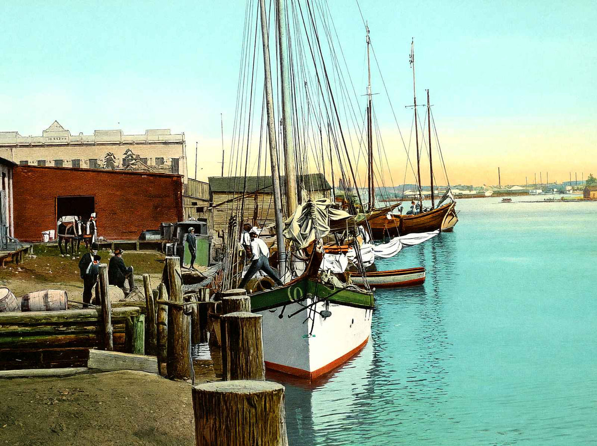 River Front, Elizabeth City, NC in 1907 vintage print