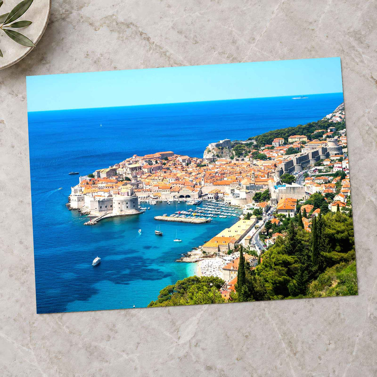 Walled City of Dubrovnik by Adriatic Sea Photo Print Wall Decor