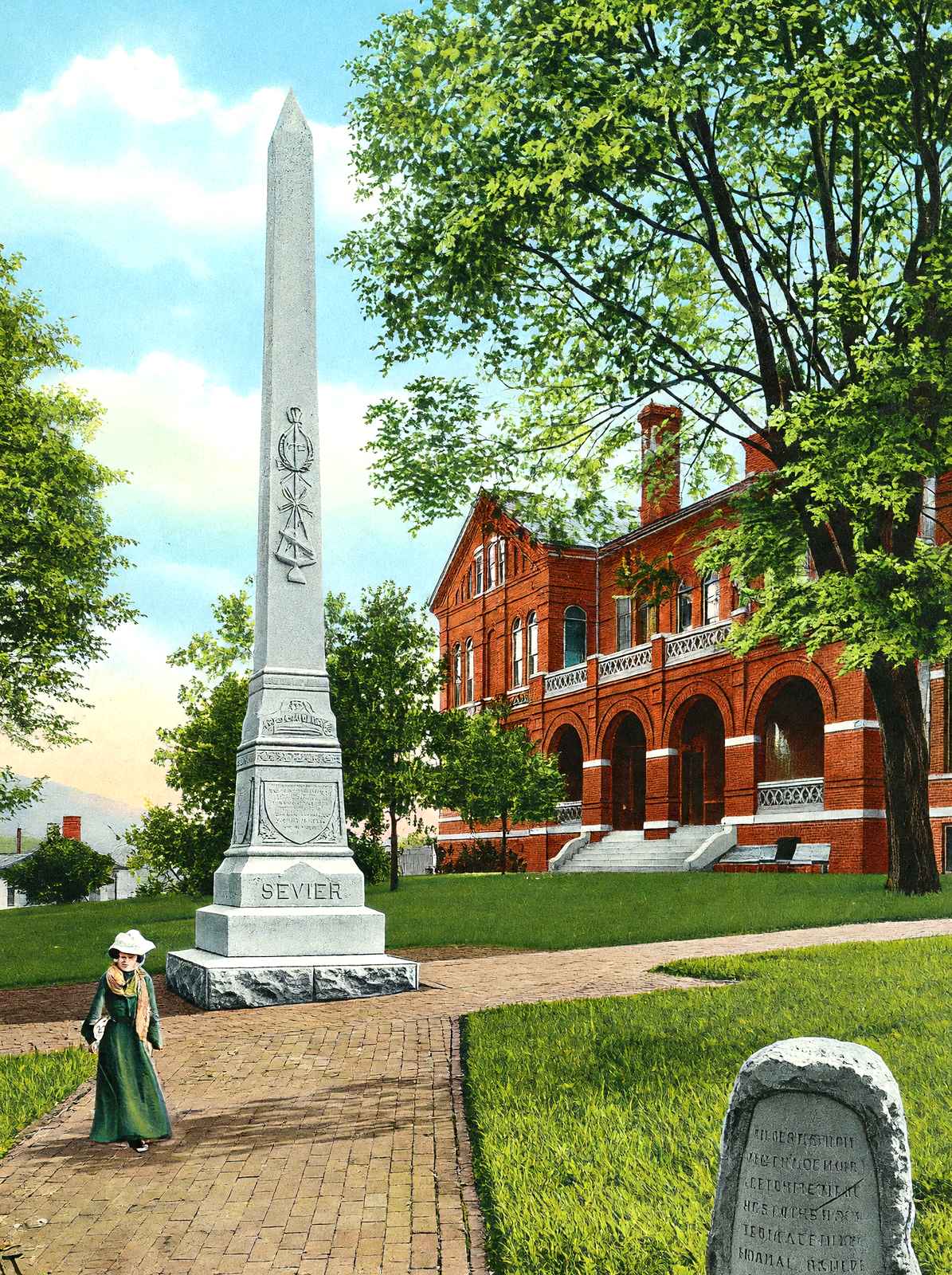 John Sevier Monument, Knoxville, TN in 1908 vintage print