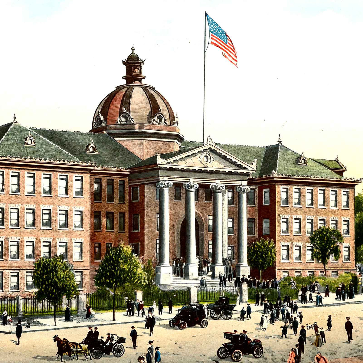 High School, Altoona PA in 1906 vintage print