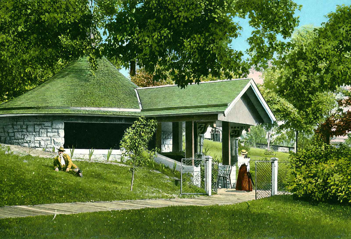 Lithia Spring, Waukesha, WI in 1906 vintage print