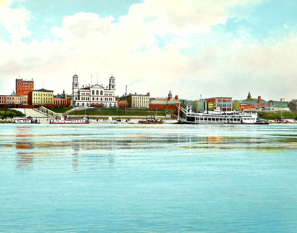 Approaching the Wharf, Memphis, TN in 1905 vintage print