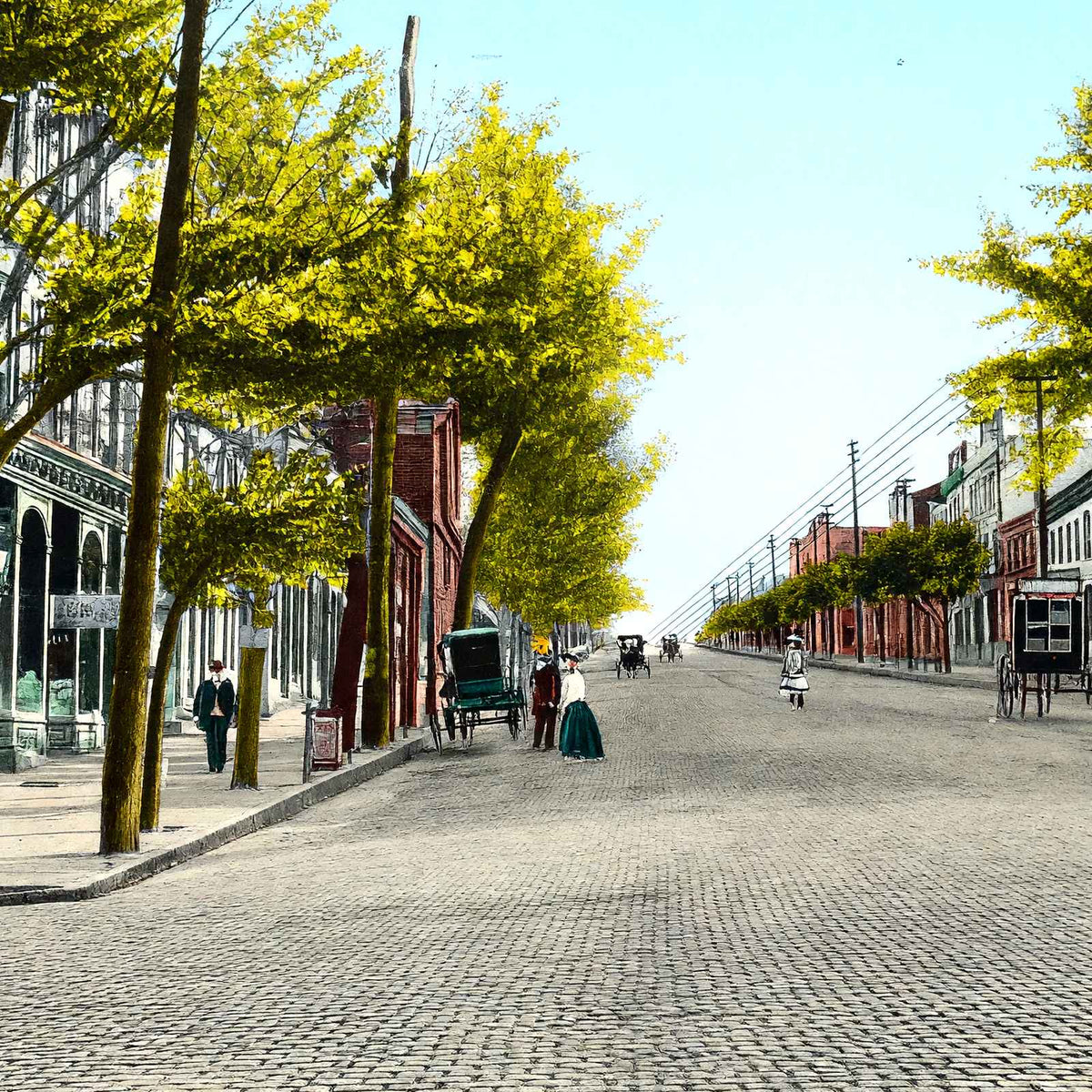 Broad Street, Bethlehem PA in 1912 vintage print