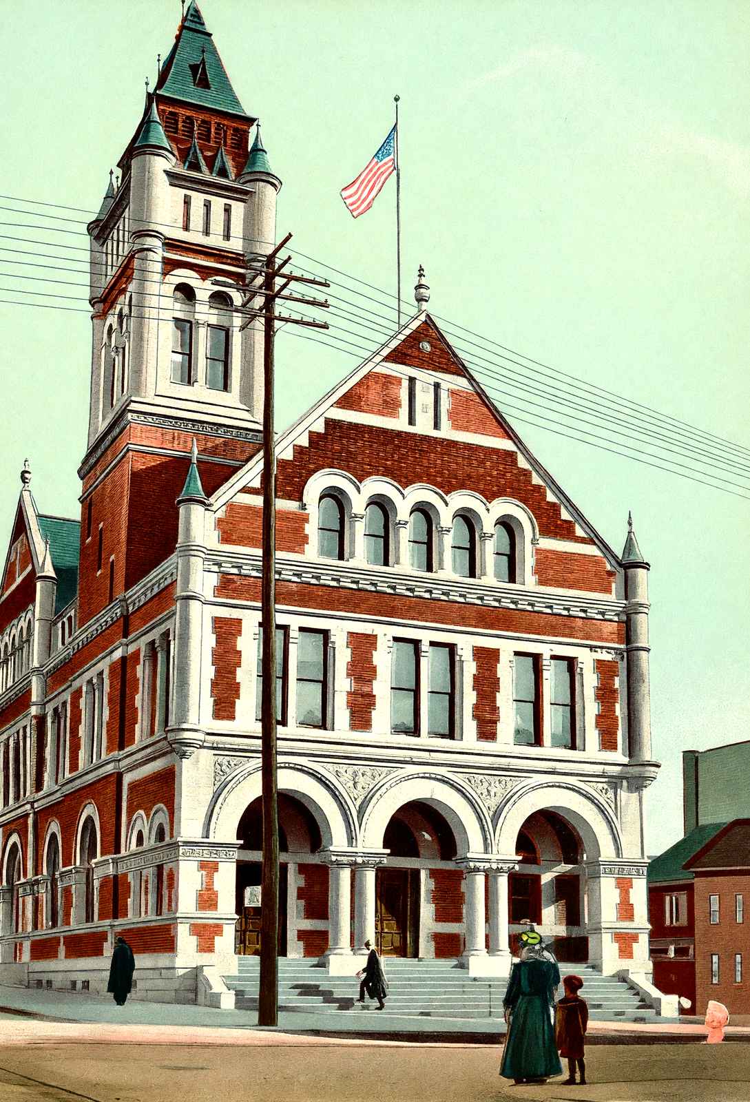Post Office, Reading, PA in 1907 vintage print