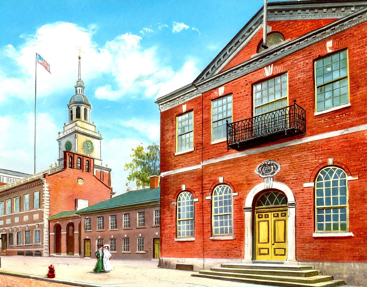 Independence Hall, Philadelphia PA in 1906 vintage print