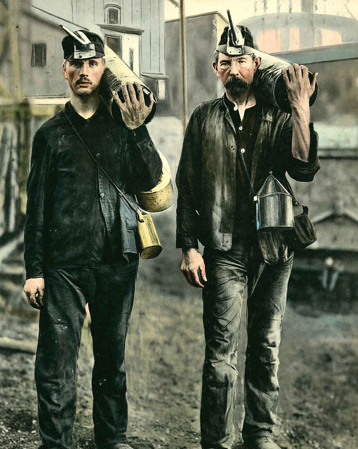 Coal Mining Carrying Powder to the Mine 1908 vintage print