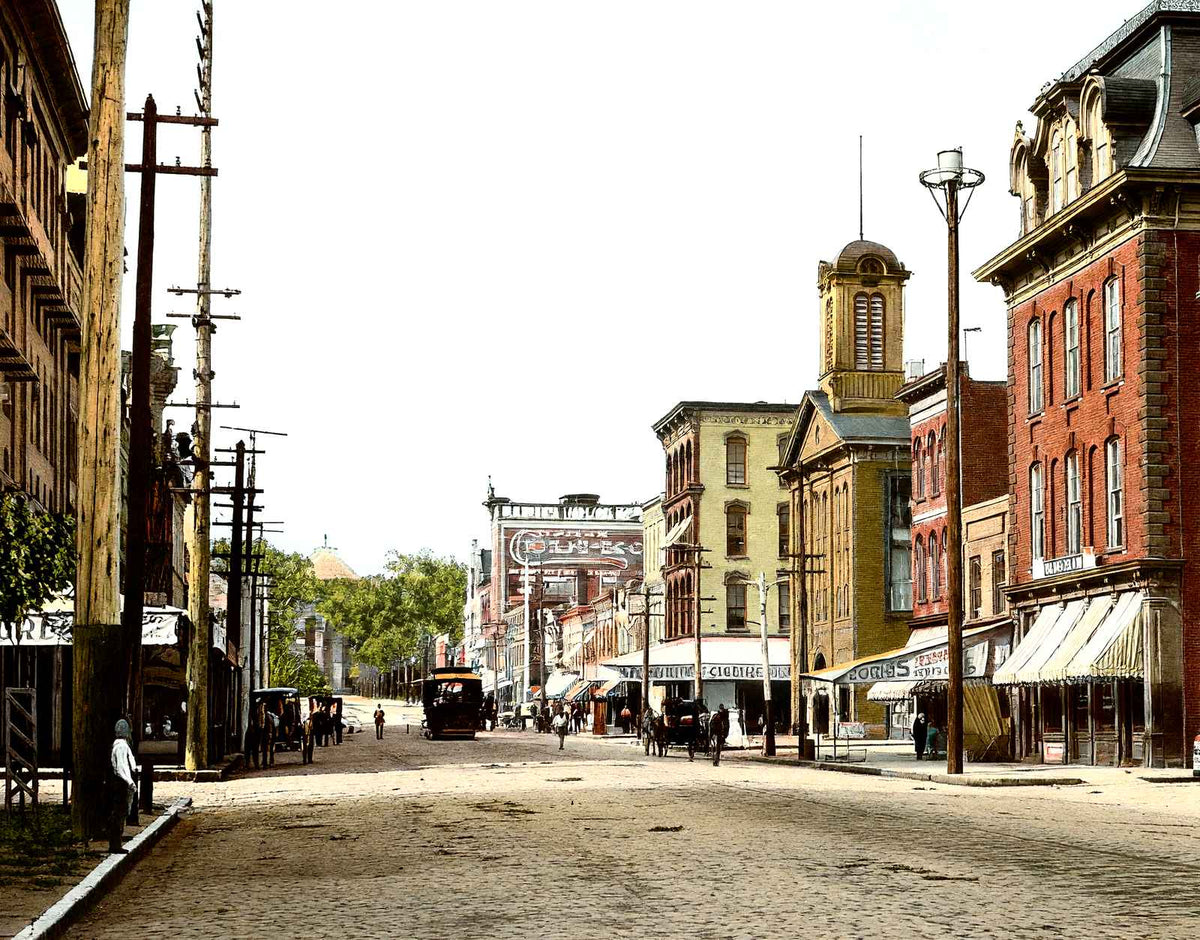 Fayetteville St Toward Capitol, Raleigh, NC vintage print