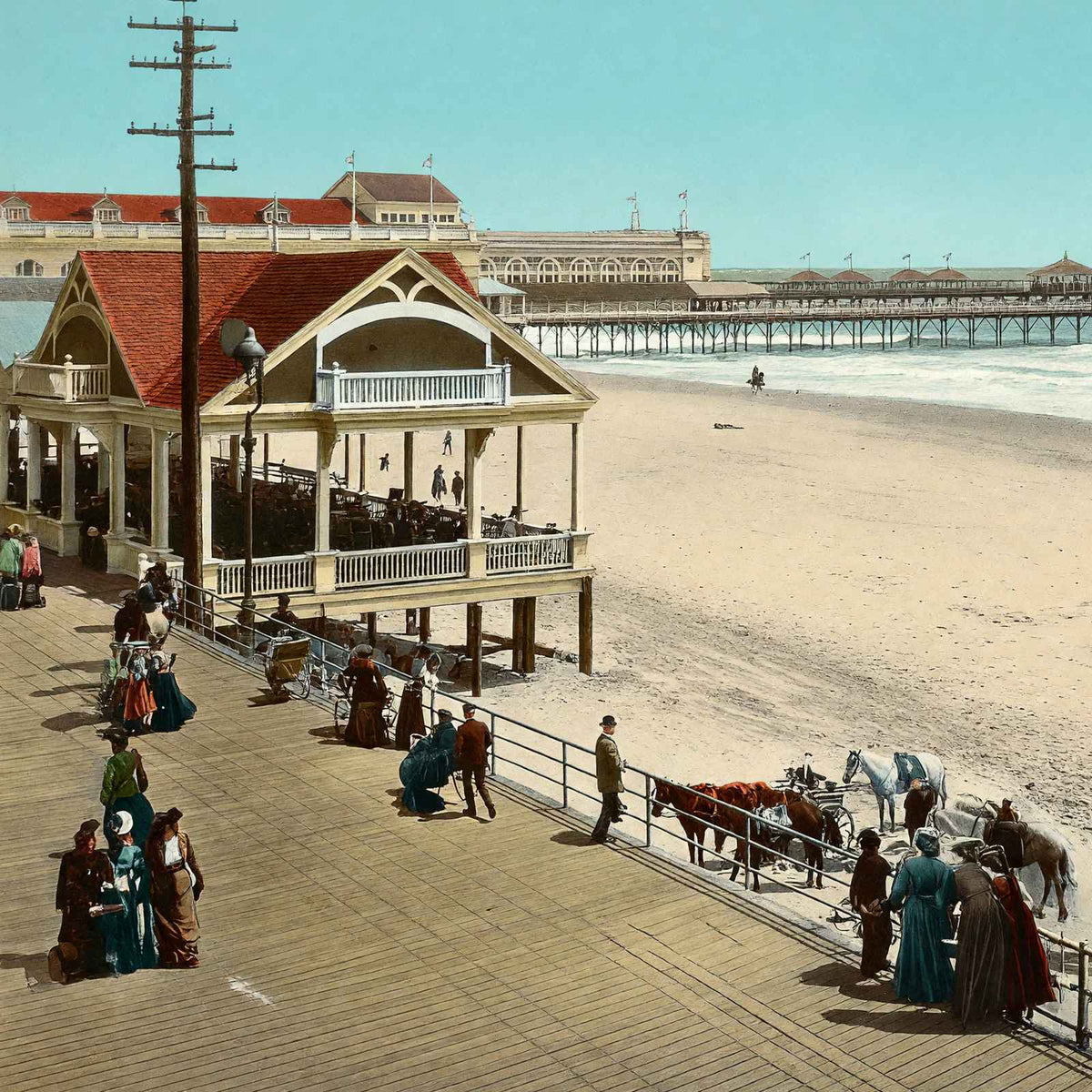 The Beach Atlantic City NJ in 1901 vintage print