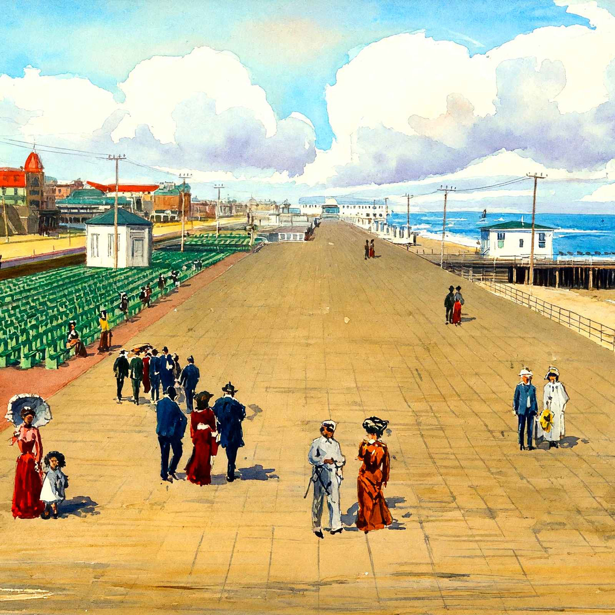 Boardwalk, Asbury Park, NJ in 1905 art print