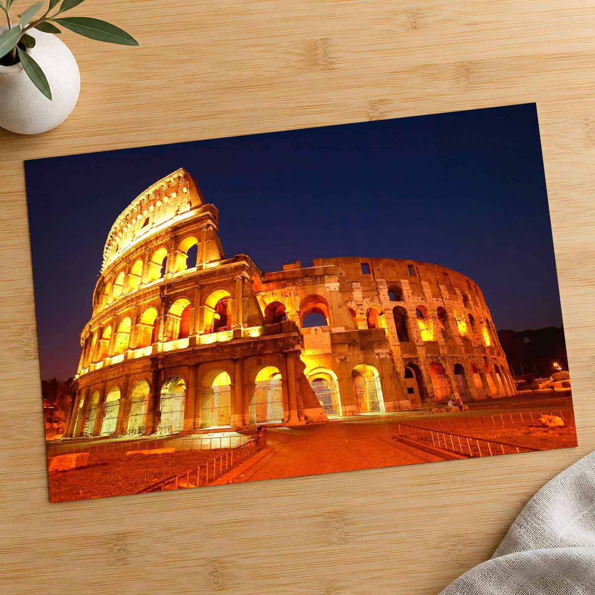 Roman Colosseum Glowing Warm Photo Print Wall Decor
