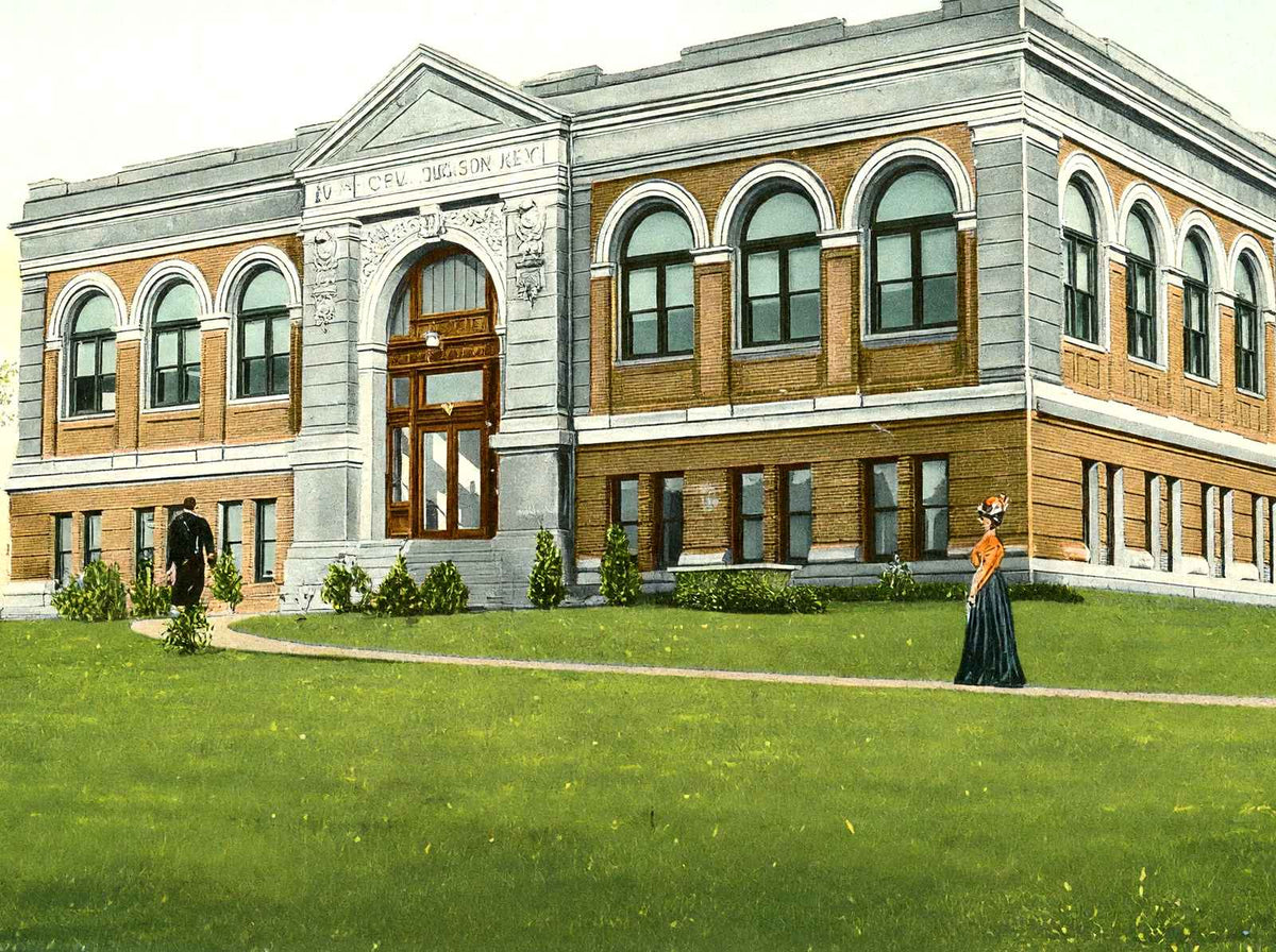 Public Library, Easton, PA in 1908 vintage print