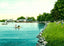 Picnic at Riverside Park, Neenah, WI 1908 vintage print