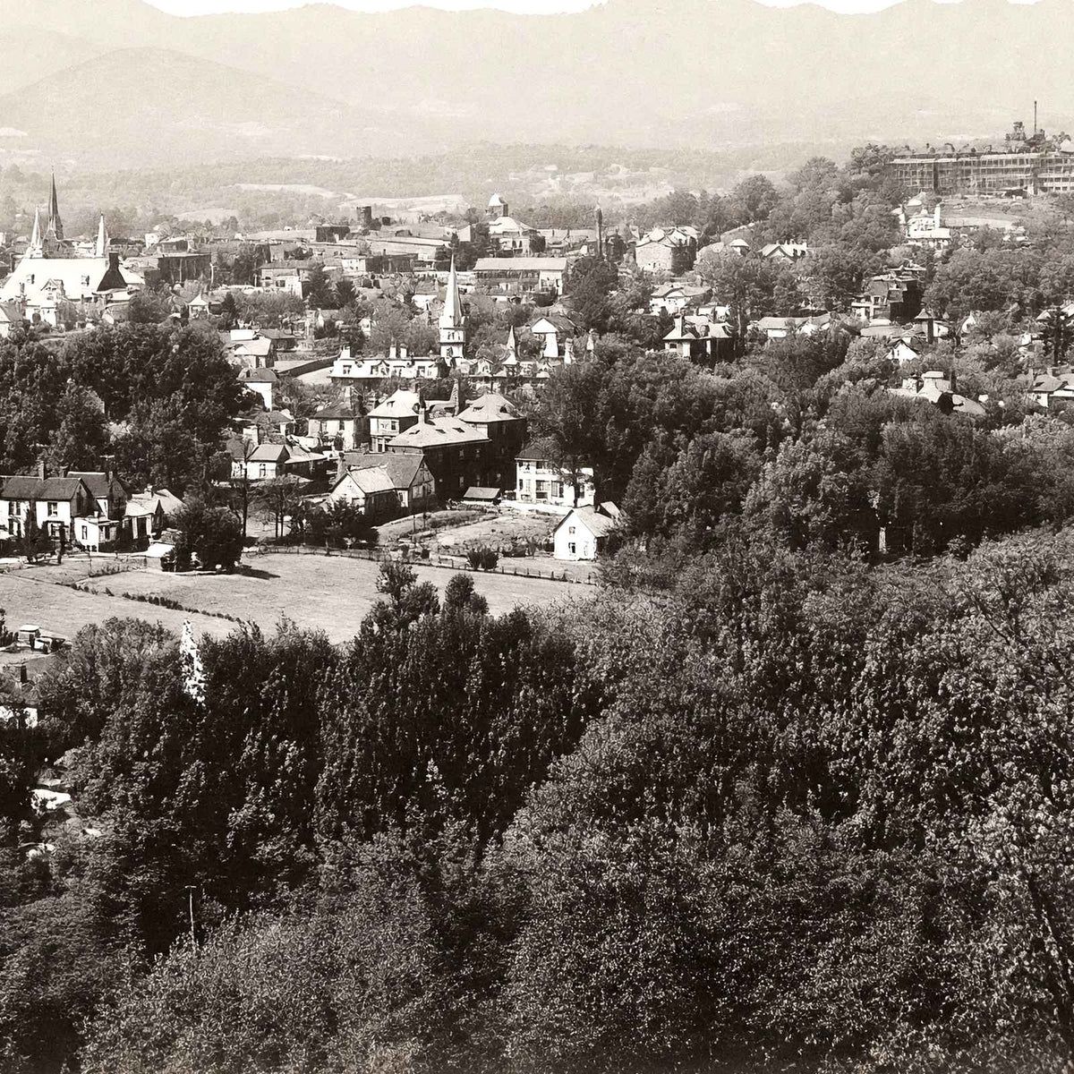 Bird's Eye View, Asheville NC in 1907 restored photo print
