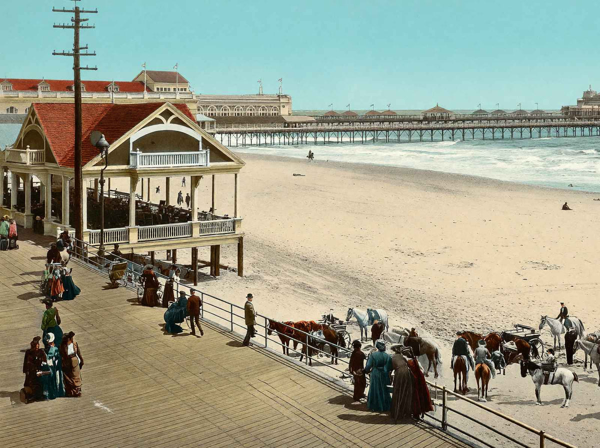 The Beach Atlantic City NJ in 1901 vintage print