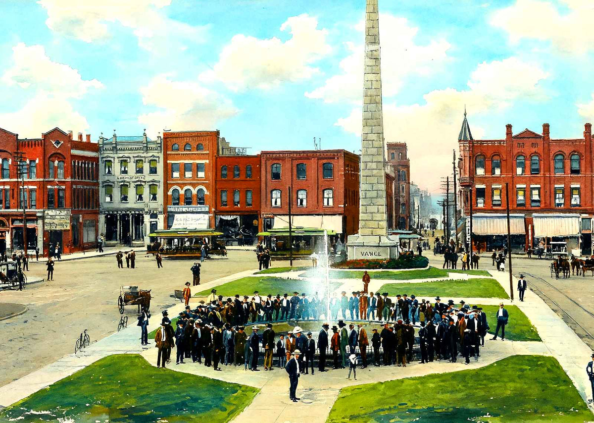 Pack Square, Asheville, NC in 1906 art print