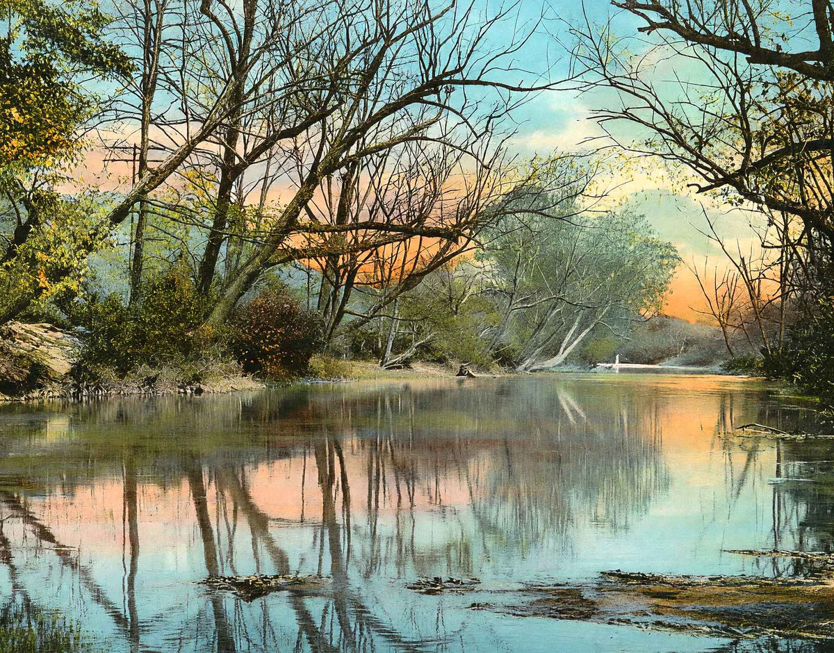 Swannanoa River, Asheville, NC in 1906 vintage print