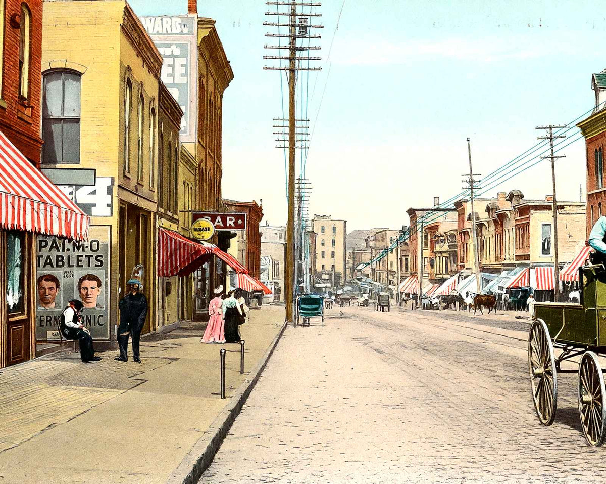 West Milwaukee St Near Jackson St, Janesville vintage print