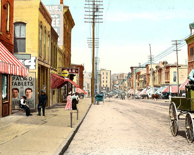 West Milwaukee St Near Jackson St, Janesville vintage print