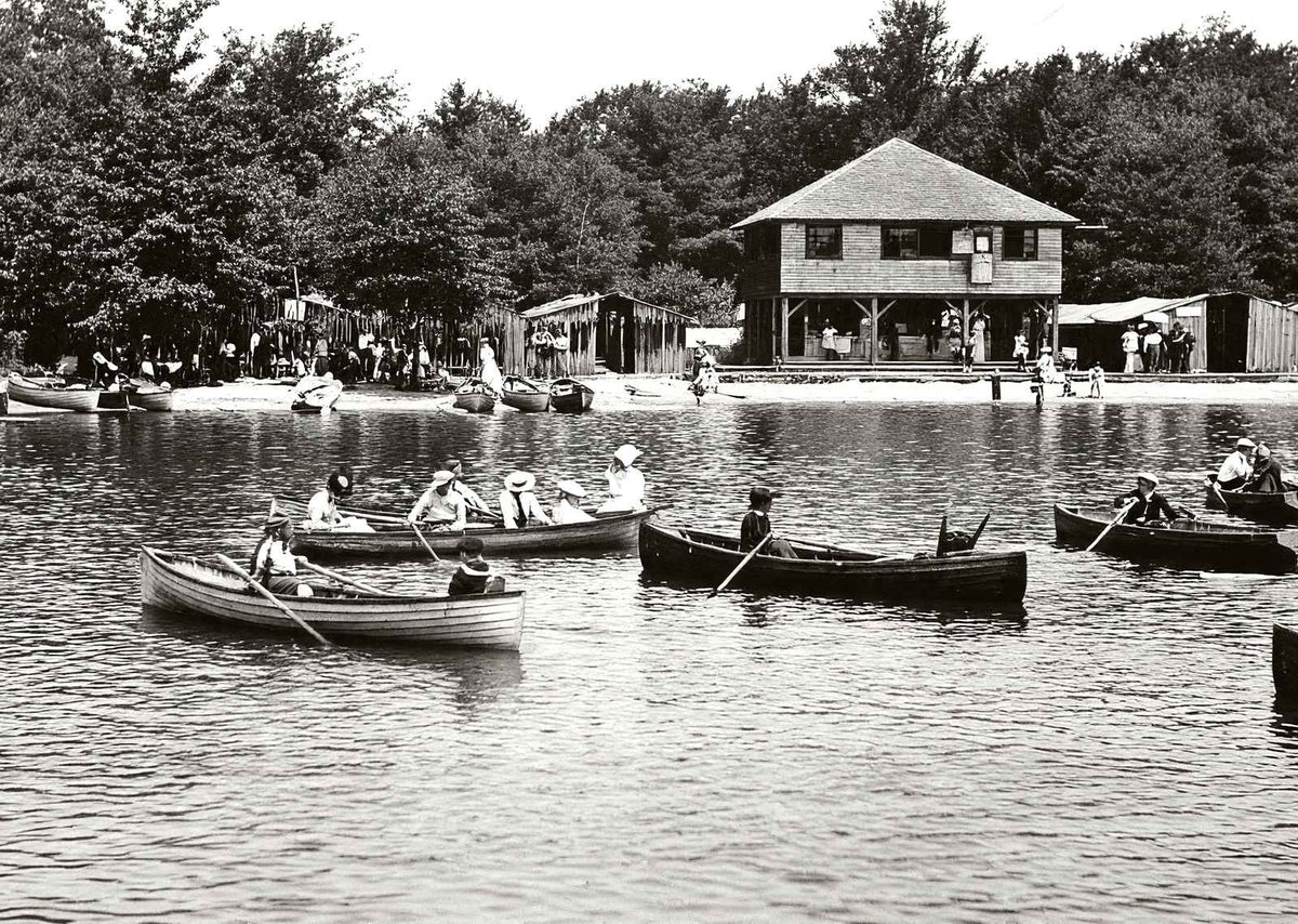 The Beach, Eagles Mere, PA in 1905 vintage photo print