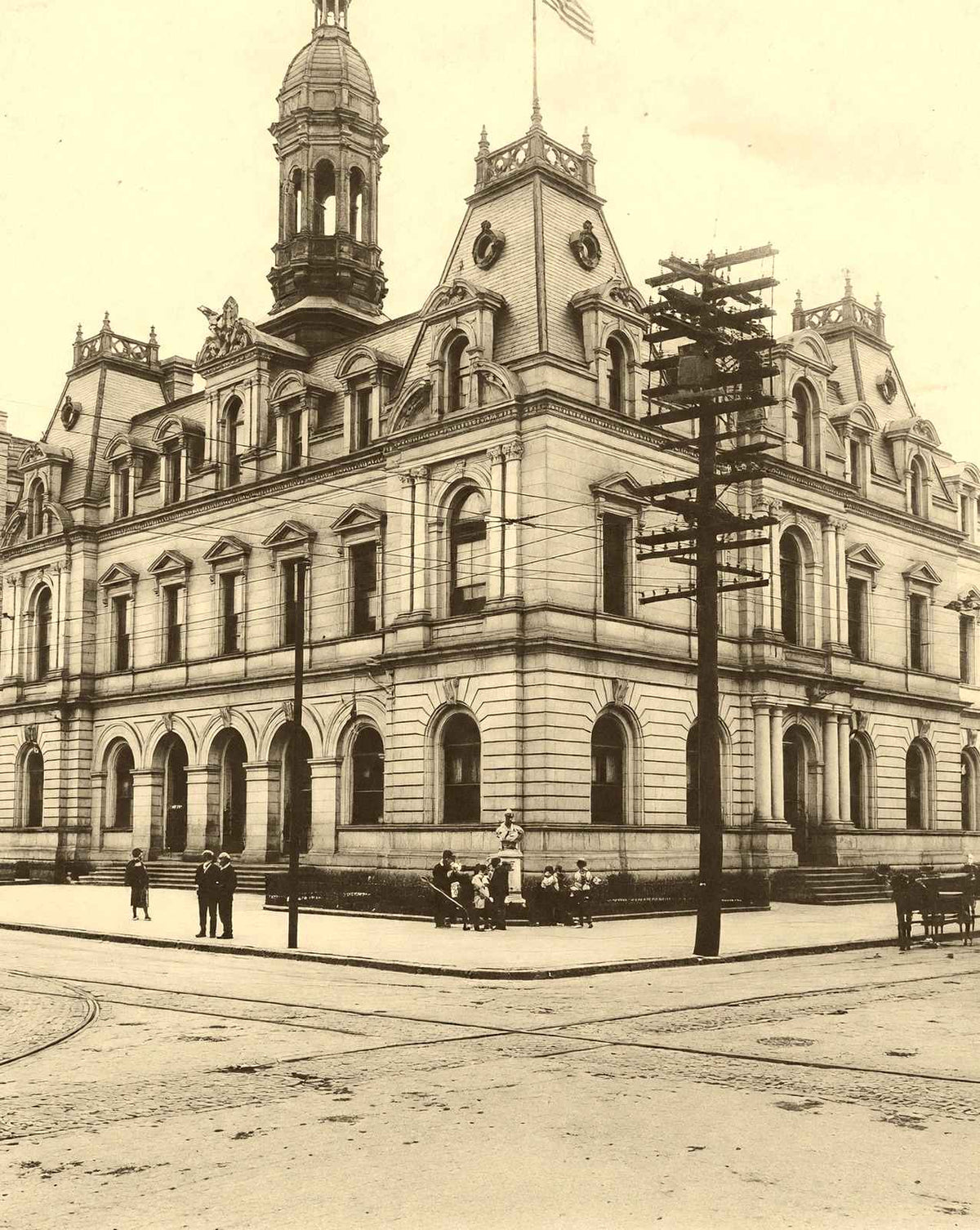 Post Office, Scranton, PA in 1905 vintage photo print
