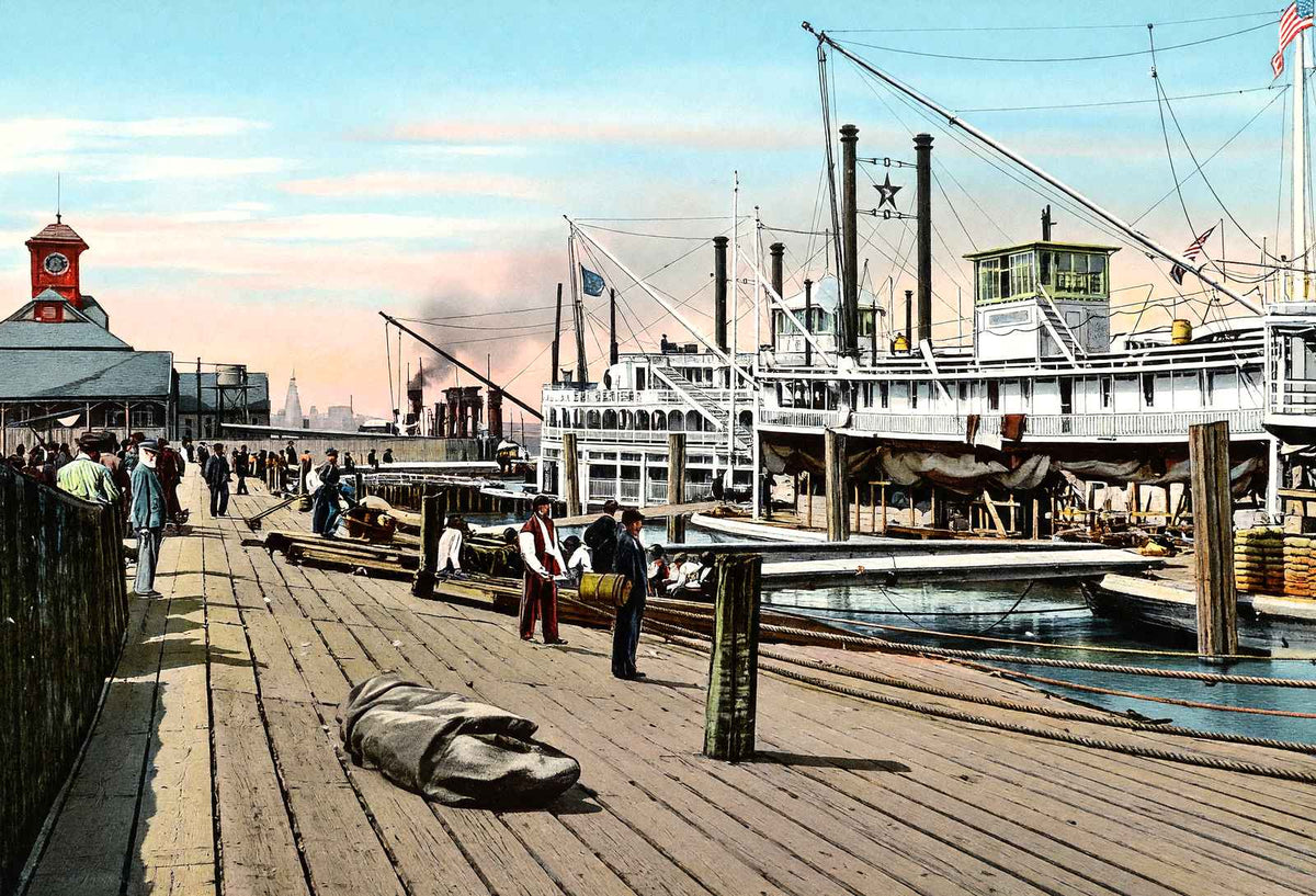 Mississippi River Steamer, New Orleans, LA vintage print