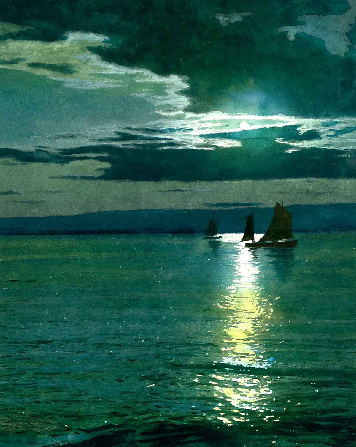 Moonlight on Superior Bay, Superior, WI 1906 art print