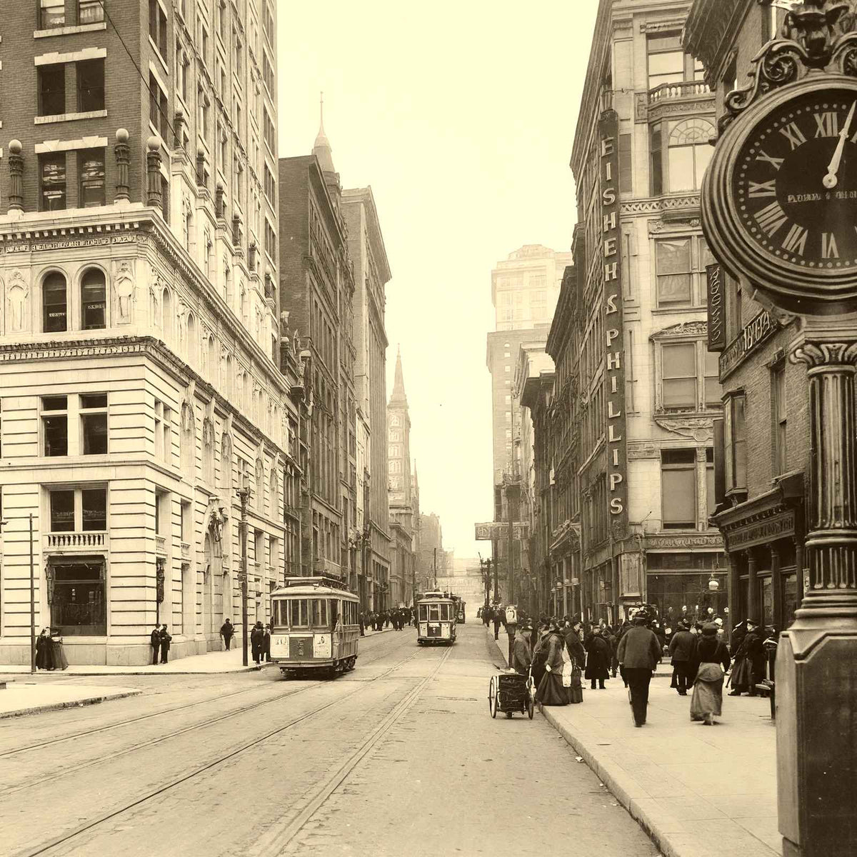 Fifth Ave at Wood St, Pittsburgh, PA 1907 photo print