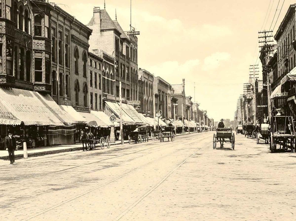 Main Street, Racine, WI in 1904 vintage print