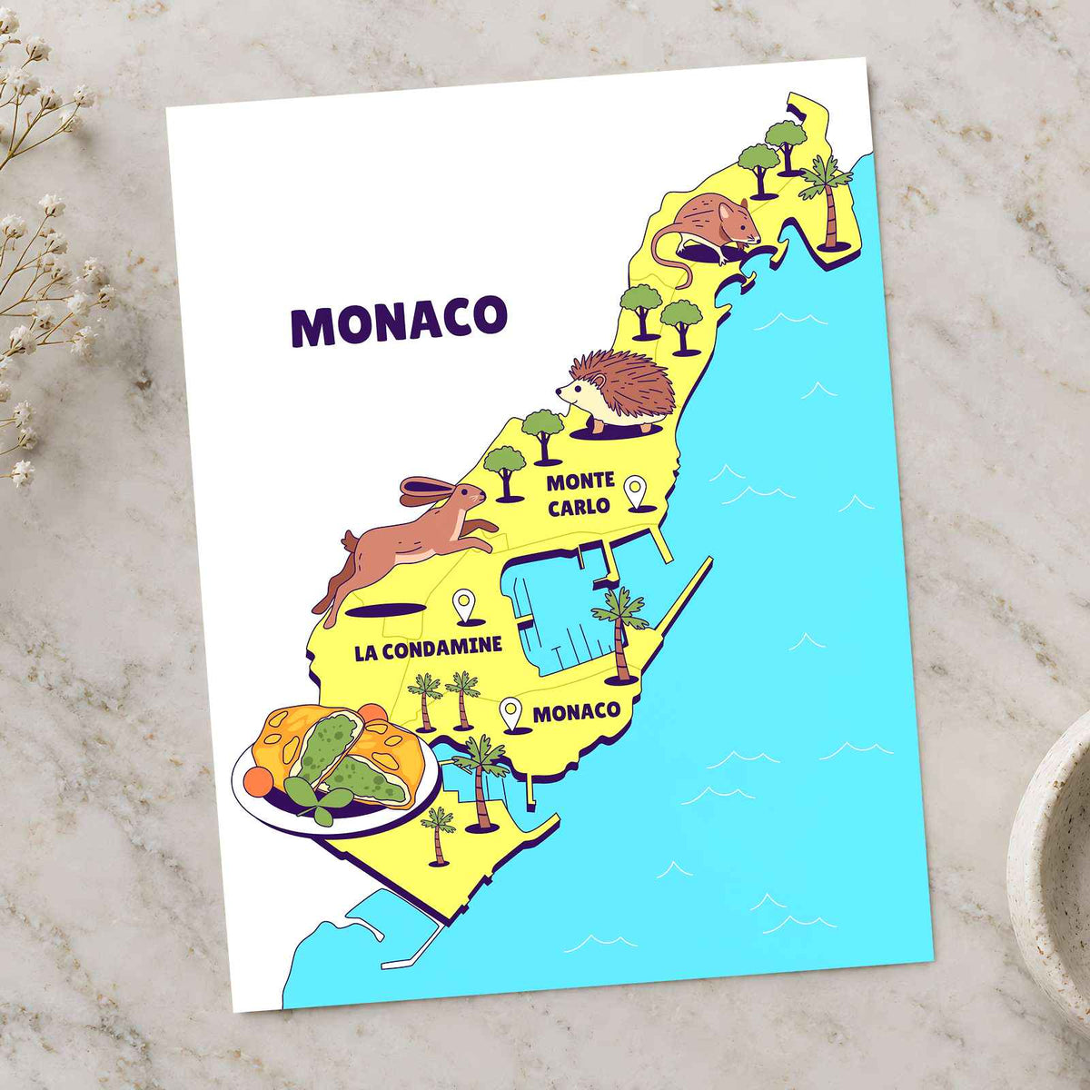 Map of the State of Monaco by Tri wiranto Art Print Wall Decor