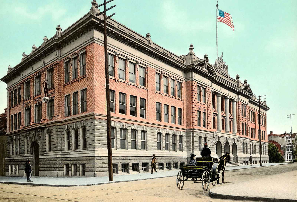 Boys High School, Reading PA in 1907 vintage print