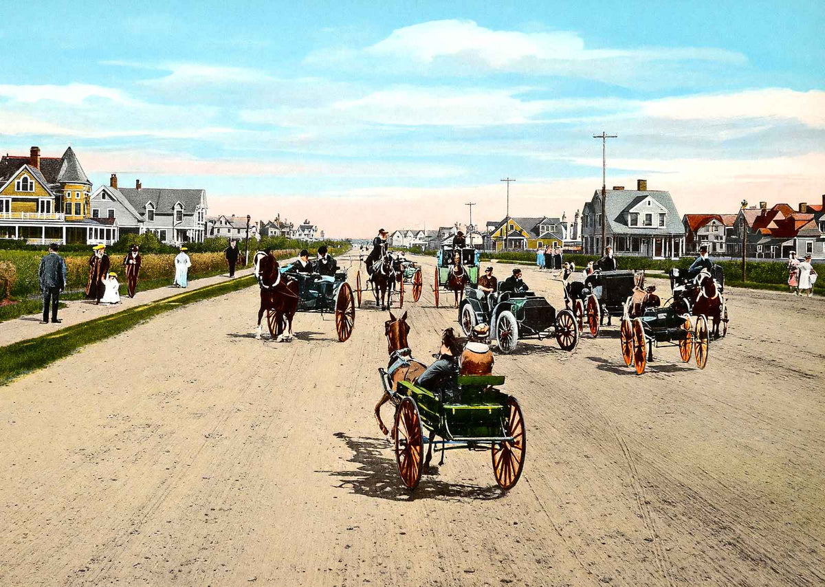 Ocean Avenue, Long Branch, NJ in 1905 vintage print