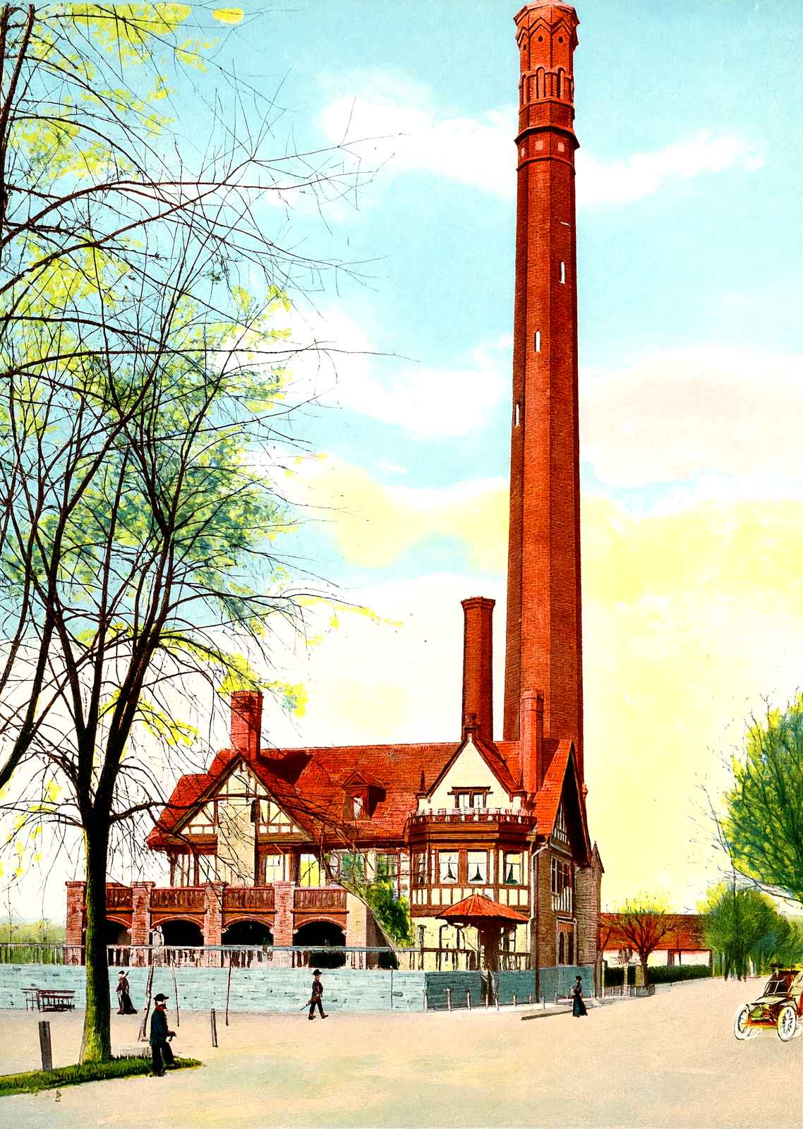 Water Works, Harrisburg, PA in 1907 vintage print