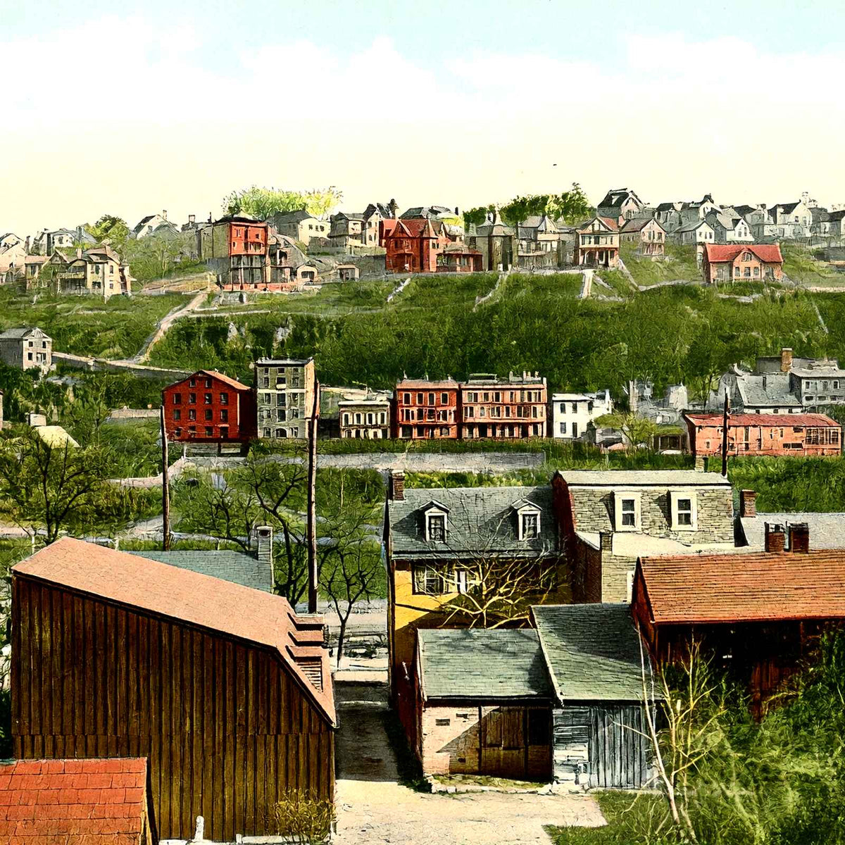 Phillipsburg Hill, Phillipsburg, NJ in 1909 vintage print