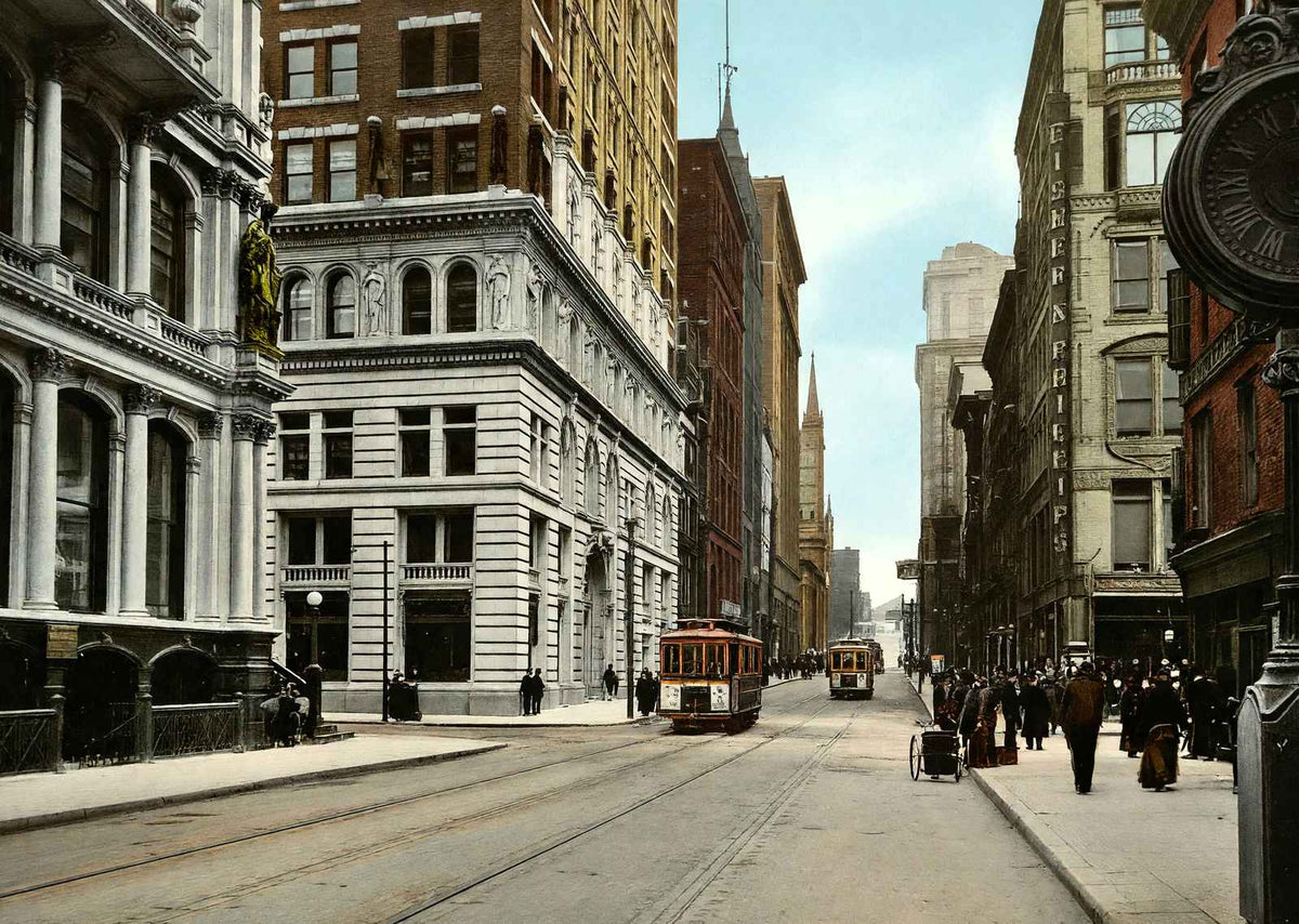 Fifth Ave & Wood St, Pittsburgh PA in 1906 vintage print