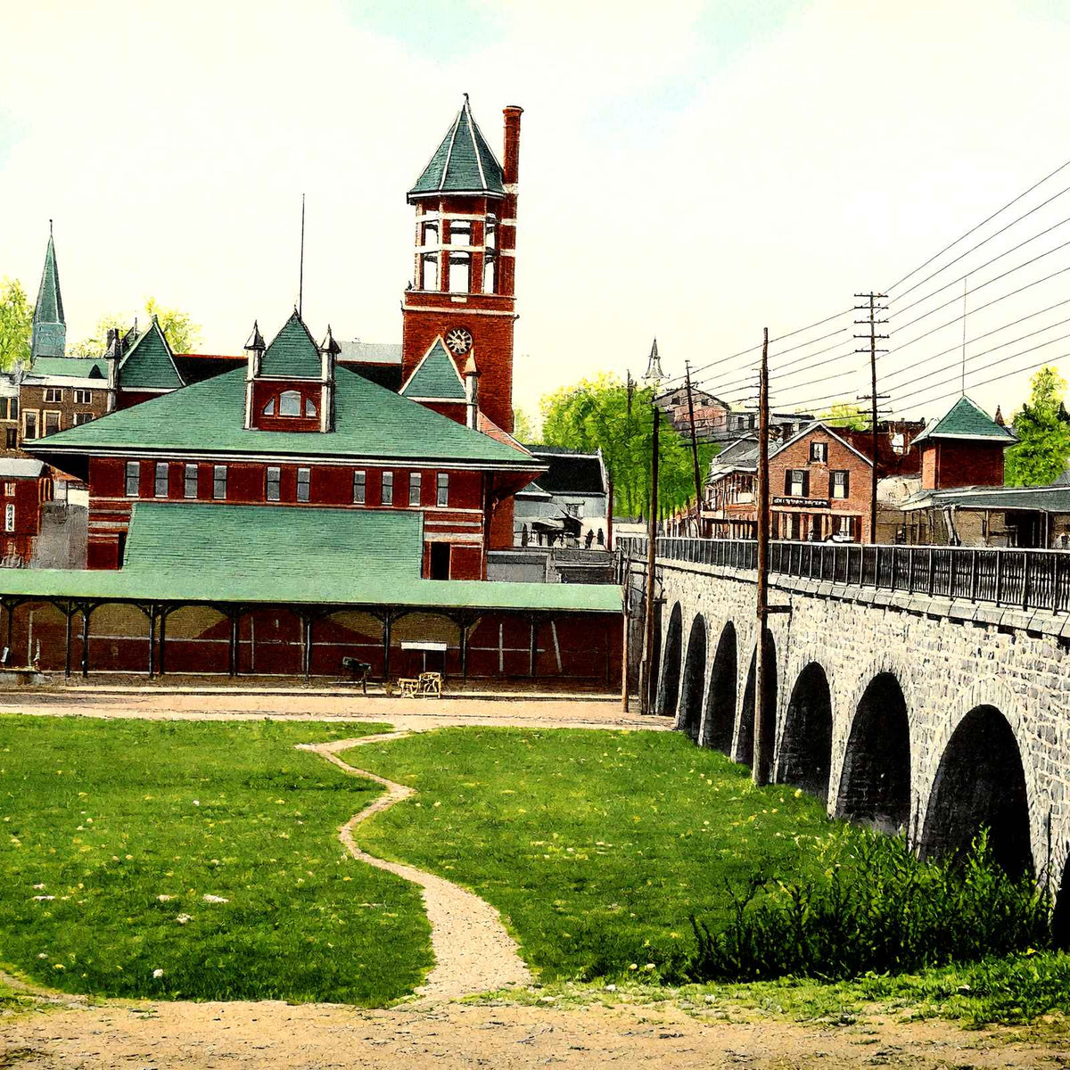 Lehigh Valley Station and Viaduct, Allentown vintage print