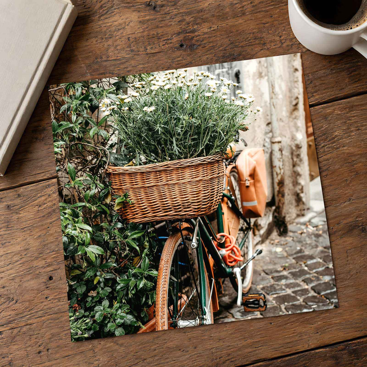 Flower Basket on Bicycle in Rome by Anita Austvika Photo Print Wall Decor