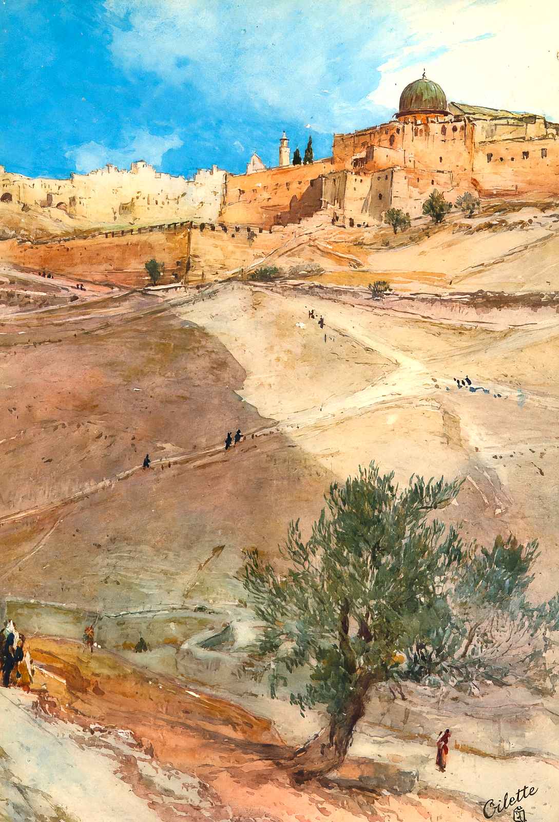 Jerusalem from Valley of Hinnom painting